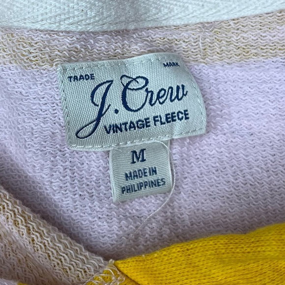 J crew rugby stripe M vintage fleece hooded sweatshirt pink mustard collegiate - Picture 6 of 6